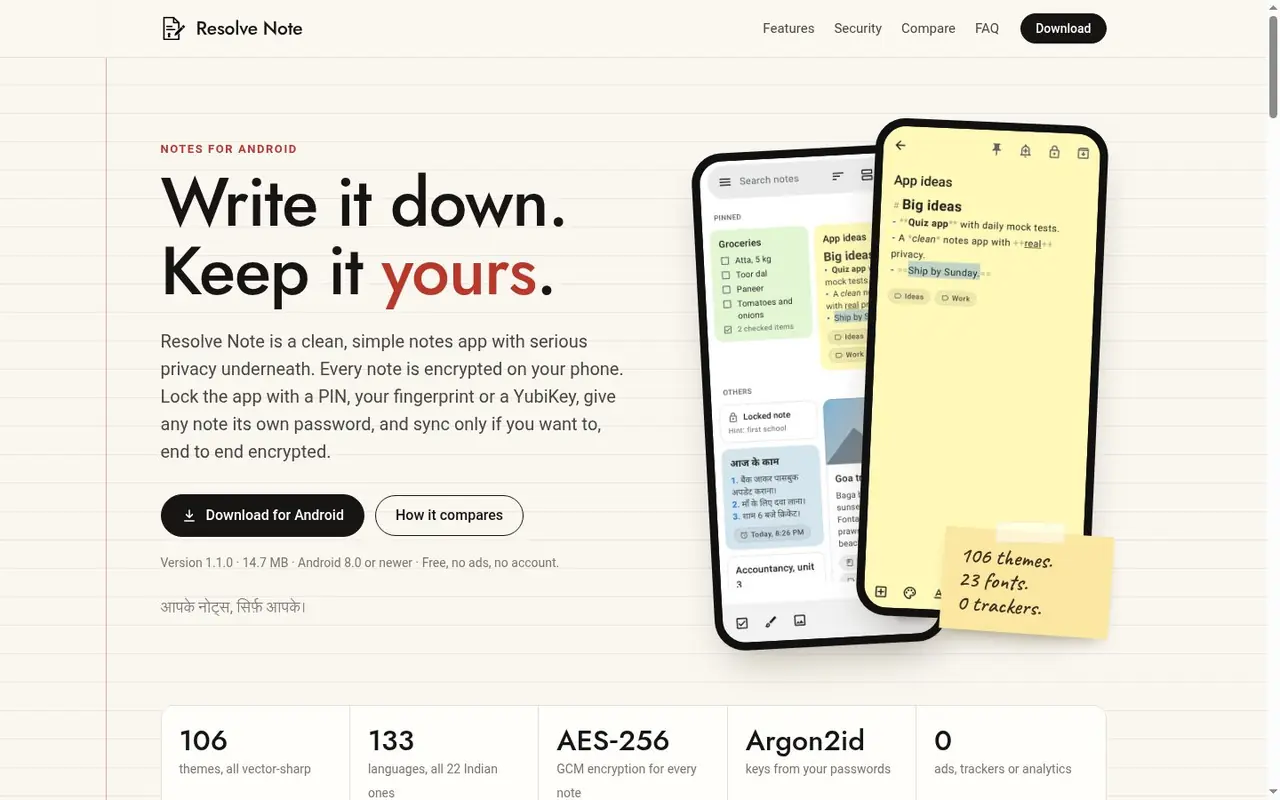 Resolve Note website